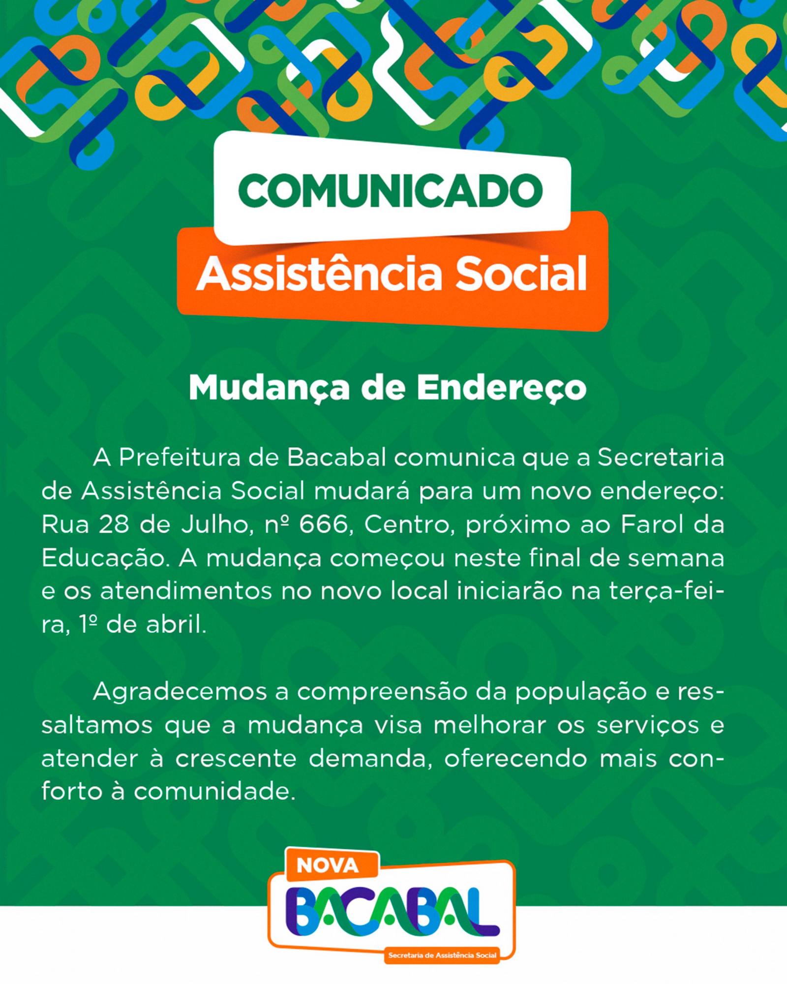 Secretaria de Assistência Social de Bacabal muda de endereço para melhor atender a população Secretaria de Assistência Social de Bacabal muda de endereço para melhor atender a população